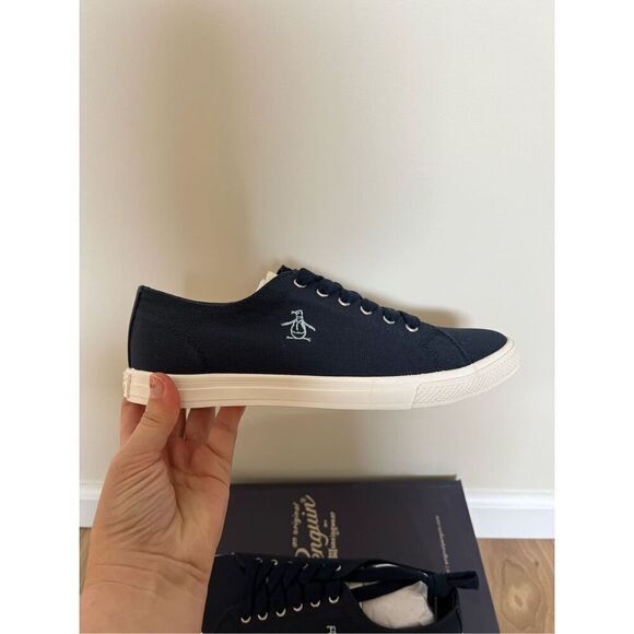 Original Penguin NWT Men's Petey Stripe Lace Up Sneaker Navy sz 8 - Picture 7 of 9